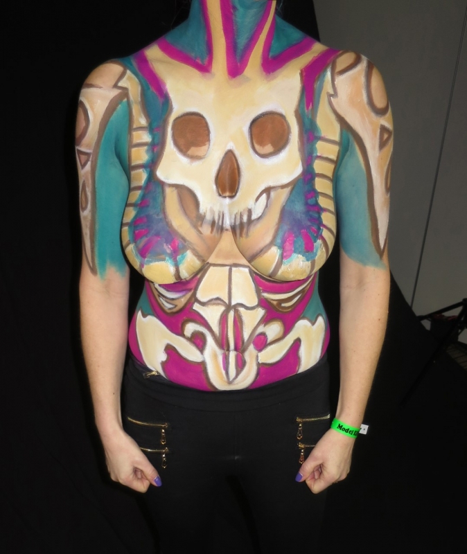 Bodypaint eigen ontwerp skelet met highlight en schaduw effects | 